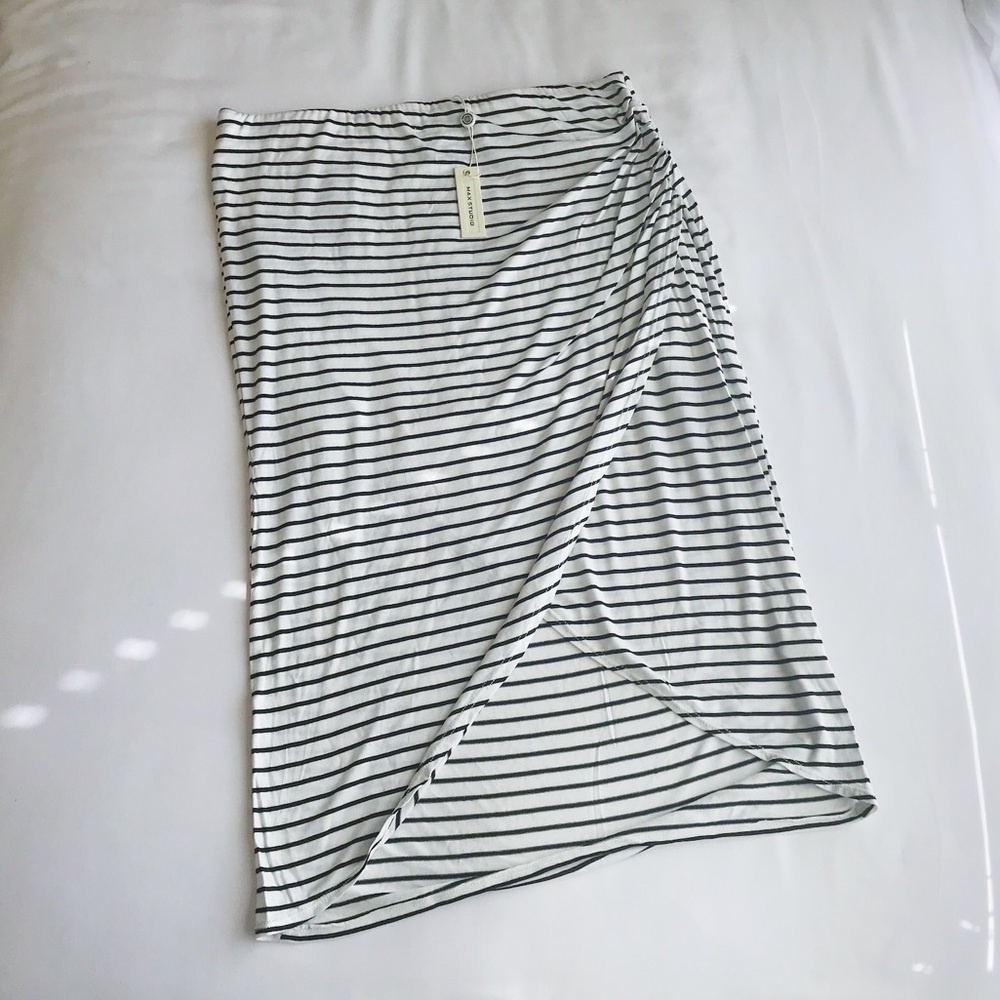 🆕 Max Studio Stripe Wrap Skirt - Picture 2 of 4